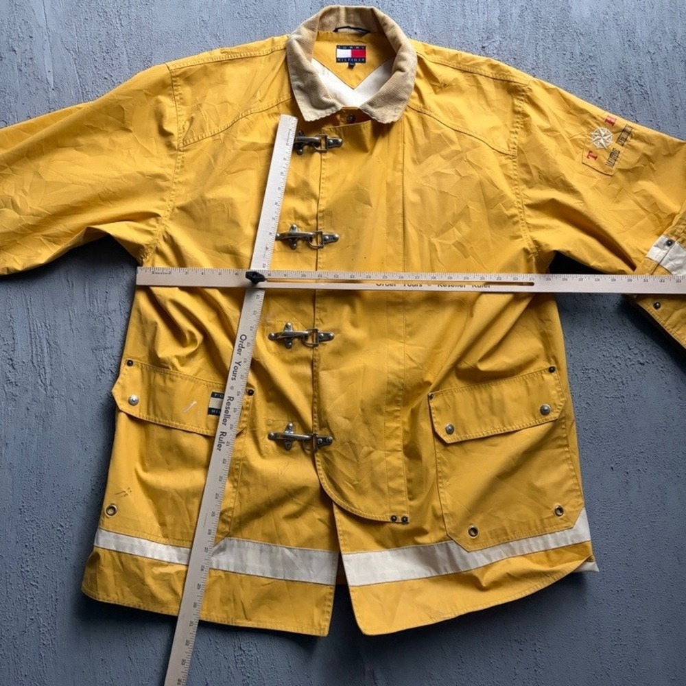 Vintage Tommy Hilfiger Fire Fighter Jacket XL Yellow 90s Maritime Expedition - Picture 8 of 11